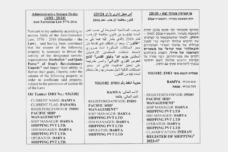 أمر مصادرة وحجز أصدره غالانت بحق الناقلة "راميا" المرتبطة بإيران (الصحافة الإسرائيلية)