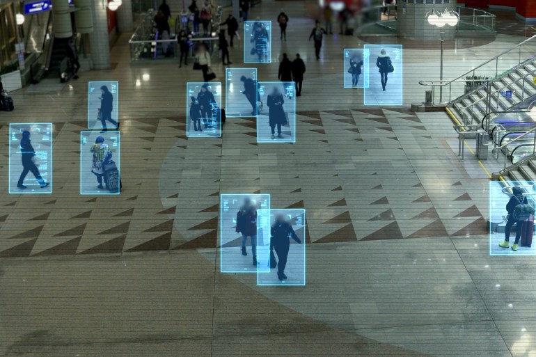 facial recognition technology scan and detect people face for identification