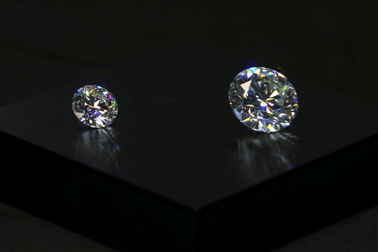 Diamonds by Alrosa, a Russian diamond mining company, are displayed on the opening day of the sixth International Diamond Week at the Diamond Exchange in Ramat Gan, Israel February 13, 2017. Picture taken February 13, 2017. REUTERS/Baz Ratner