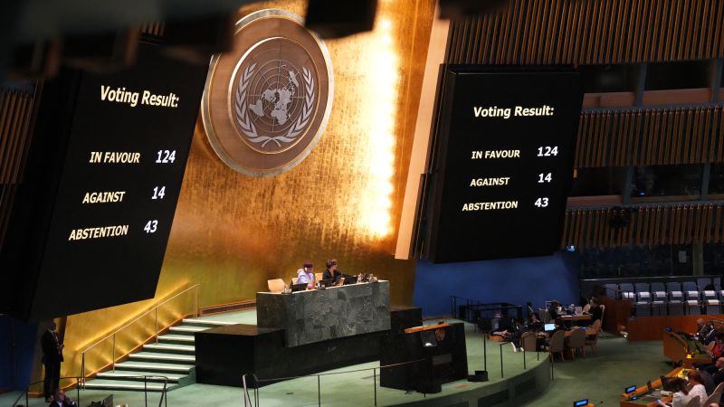 UN members vote to demand Israel end occupation of Palestinian territories within 12 months