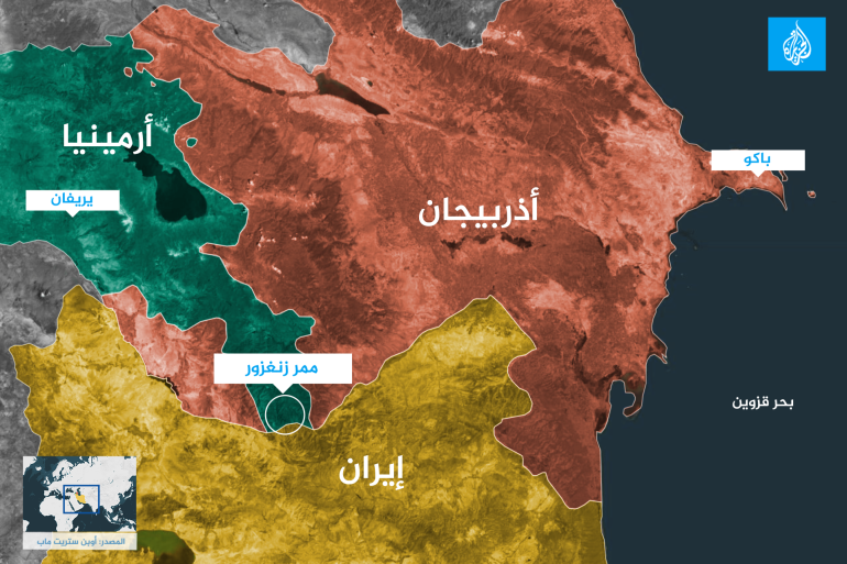 يفصل ممر زنغزور التابع لأرمينيا حاليا بين أراضي أذربيجان ومقاطعة نخجوان الأذرية المتمتعة بالحكم الذاتي