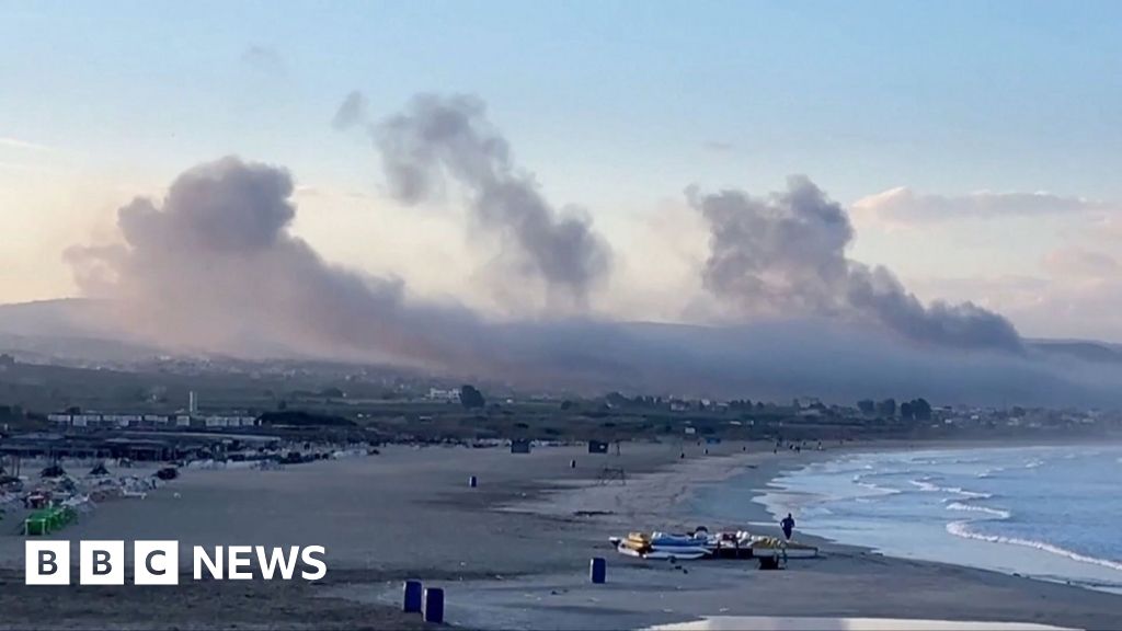 39 mins agoSmoke from several Israeli strikes seen from Lebanon beachVideo from the coast near the Israeli border shows plumes of smoke rising into the skyline.39 mins agoMiddle East