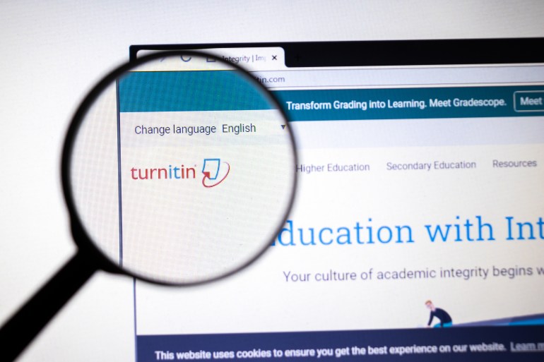 los angeles, california, usa - 26 march 2020: turnitin website page. turnitin.com logo on display screen, illustrative editorial.