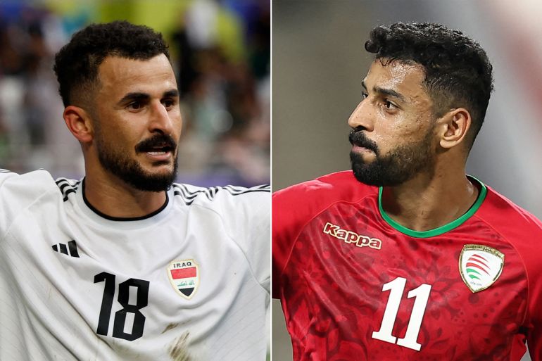 الغساني لاعب عمان وحسين مهاجم العراق