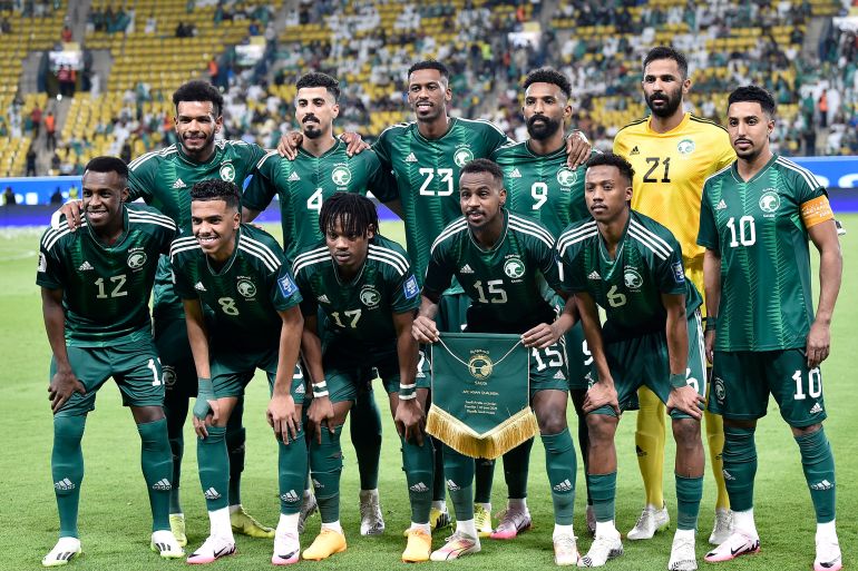 soccer football - world cup - afc asian qualifiers - group g - saudi arabia v jordan - al-awwal stadium, riyadh, saudi arabia - june 11, 2024 saudi arabia players pose for a team group photo before the match reuters/stringer