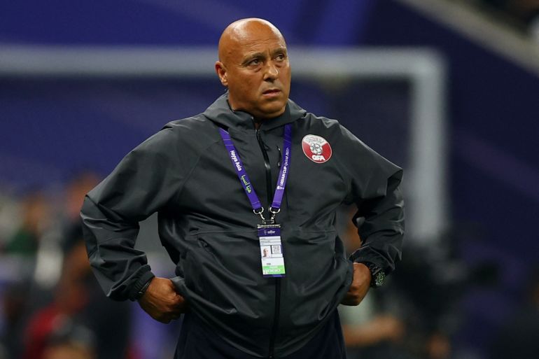 Soccer Football - AFC Asian Cup - Final - Jordan v Qatar - Lusail Stadium, Lusail, Qatar - February 10, 2024 Qatar coach Tintin Marquez reacts REUTERS/Molly Darlington