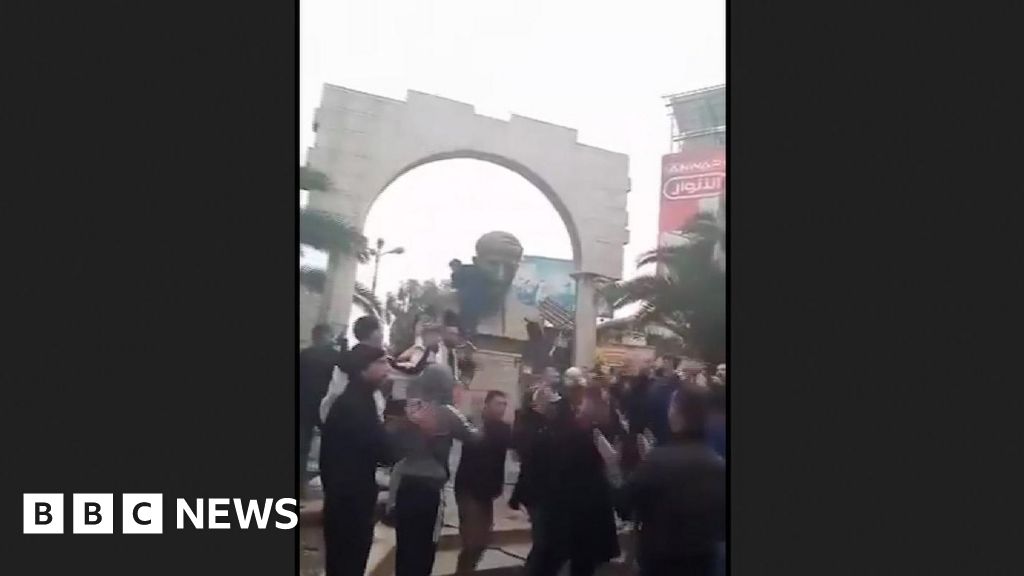 8 mins agoStatue of Bashar al-Assad's father toppled in Damascus suburbProtesters tear down a statue of President Bashar al- Assad's father, the former president Hafez al-Assad, in a suburb of Damascus.8 mins agoMiddle East