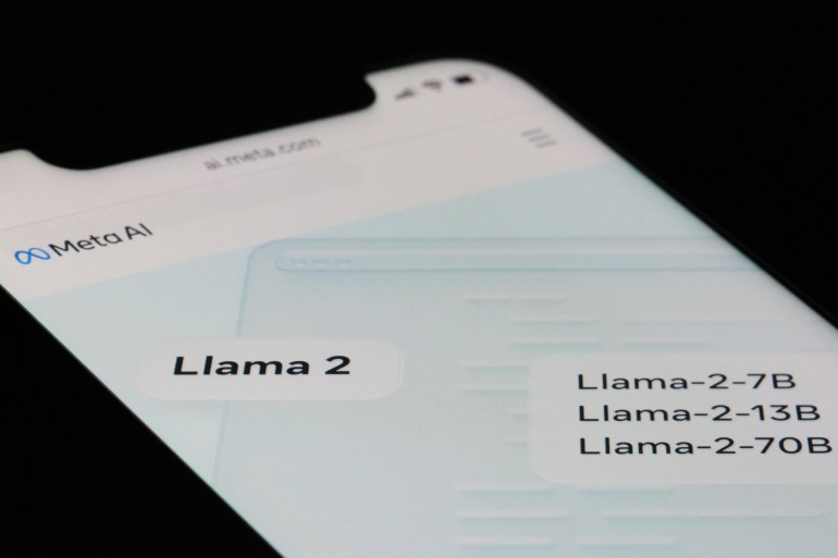 Shanghai, China-July 19th 2023: Llama 2 AI brand logo on Meta AI official website, large language model by meta