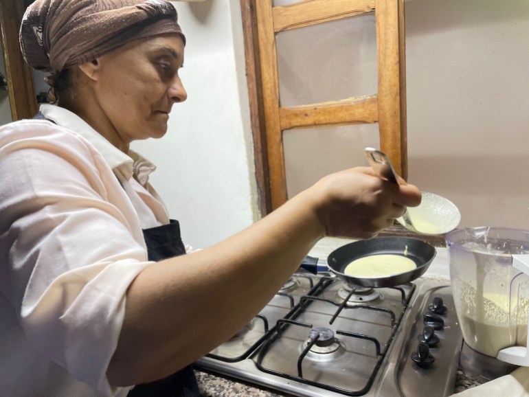 FEZ, MOROCCO - AUGUST 28: Amina Tawssi, the guesthouse's sole employee, prepares a traditional Moroccan breakfast for guests at Dar Naima in Fez, Morocco. (Photo by Andrea Sachs /The Washington Post via Getty Images)