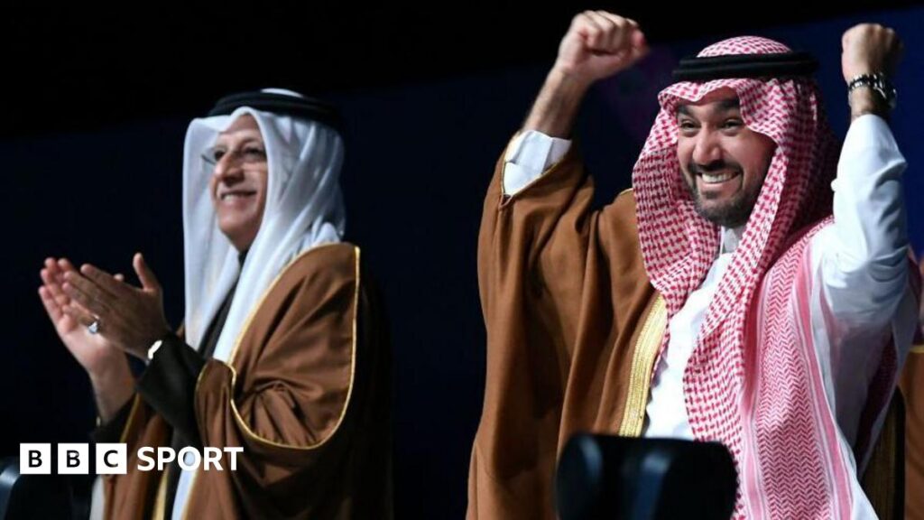 Saudi Arabia celebrate getting the 2034 World Cup