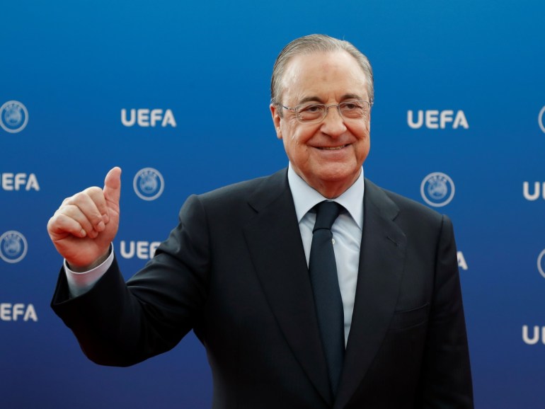 Soccer Football - Champions League Group Stage Draw - Grimaldi Forum, Monaco - August 30, 2018 Real Madrid president Florentino Perez before the draw REUTERS/Eric Gaillard