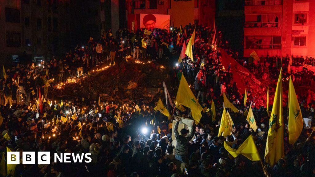 Thousands visit site of Hassan Nasrallah's assassination