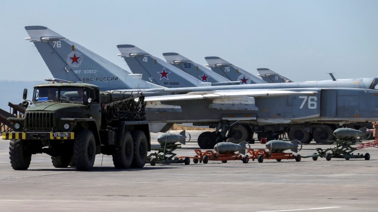 Russian military jets are seen at Hmeymim air base in Syria, June 18, 2016. Picture taken June 18, 2016. REUTERS/Vadim Savitsky/Russian Defense Ministry via Reuters ATTENTION EDITORS - THIS IMAGE WAS PROVIDED BY A THIRD PARTY. EDITORIAL USE ONLY. TPX IMAGES OF THE DAY