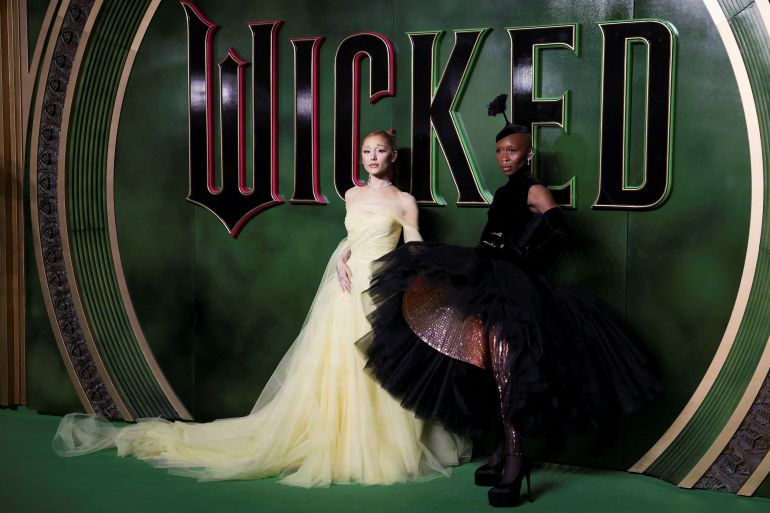 Cast members Ariana Grande and Cynthia Erivo attend a premiere for the film "Wicked" in London, Britain, November 18, 2024. REUTERS/Mina Kim TPX IMAGES OF THE DAY