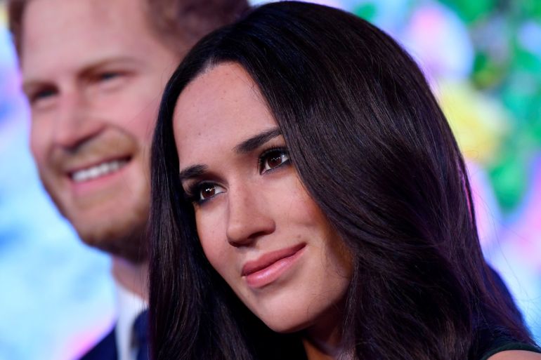 Waxwork models of Britain's Prince Harry and his fiancee Meghan Markle are seen on display at Madame Tussauds in London, Britain, May 9, 2018. REUTERS/Toby Melville TPX IMAGES OF THE DAY