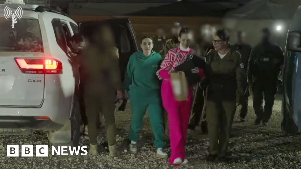 8 mins agoWatch: Three freed Israeli hostages arrive in IsraelDoron Steinbrecher, 31, Emily Damari, 28, and Romi Gonen, 24, were seen getting out of a Red Cross vehicle, in footage released by the Israeli Defense Forces.8 mins agoMiddle East